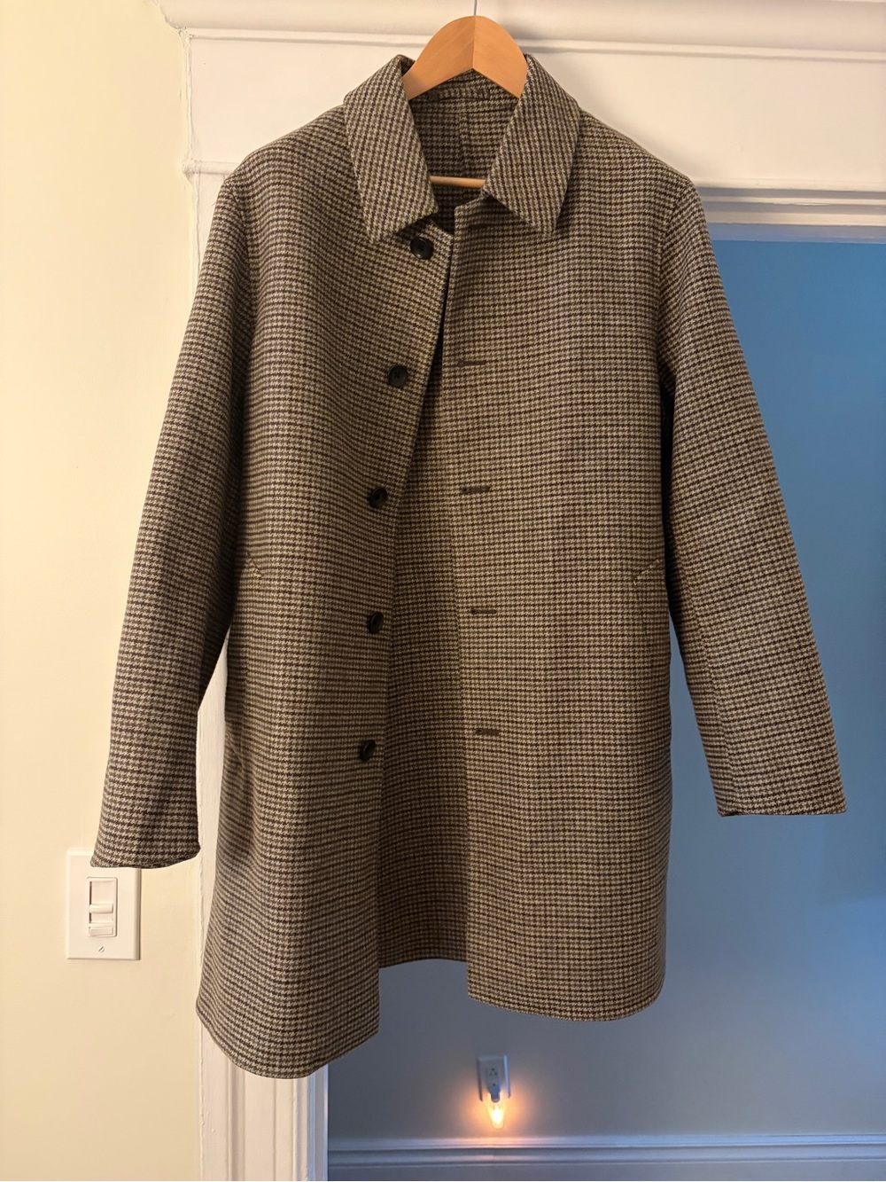 Uniqlo:C Wool-Blend Houndstooth Pea Coat - Brown/Black